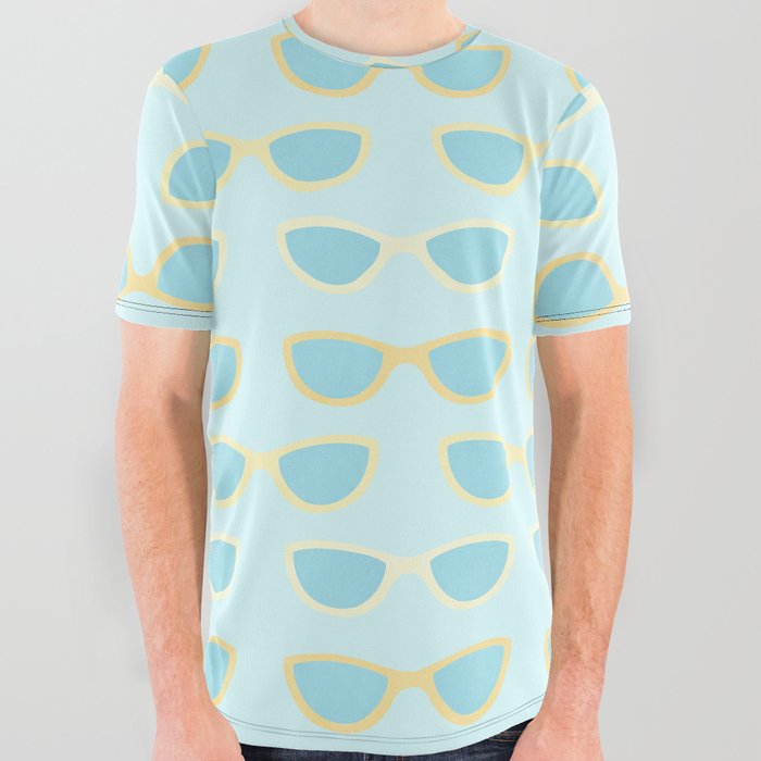 Yellow and blue retro sunglasses All Over Graphic Tee