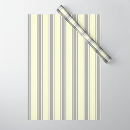[ Thumbnail: Light Yellow & Dark Gray Colored Lines Pattern Wrapping Paper ]