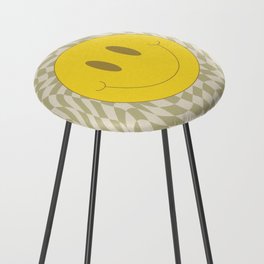 Olive green wavy checked with smiley Counter Stool