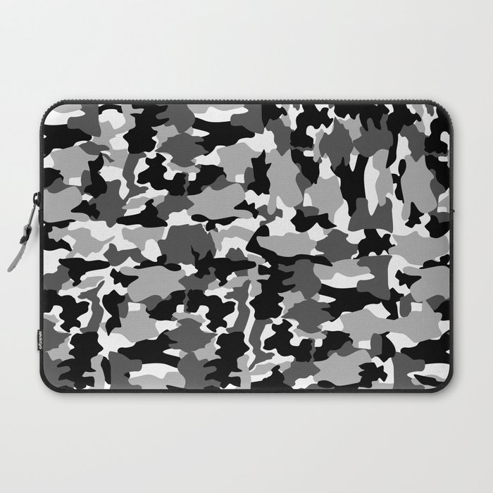 Black And White Background Pattern Camo Laptop Sleeve By