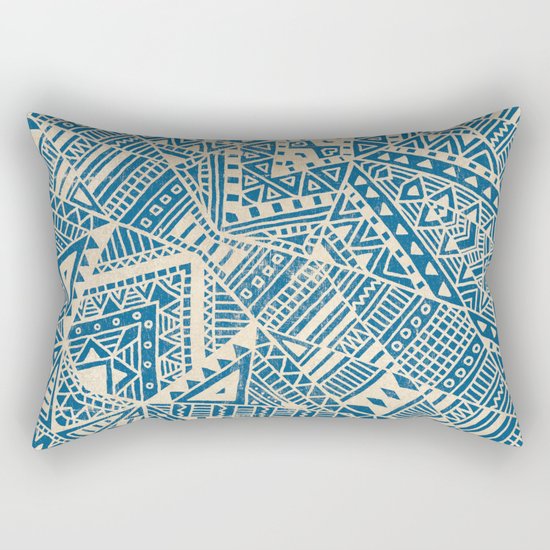 Tribal (blue) Rectangular Pillow