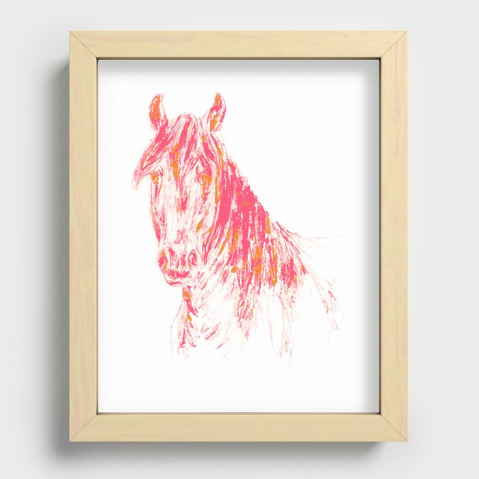 Pop Art Pony - Orange & Pink Horse Art Recessed Framed Print