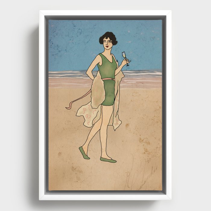 Beach and Bubbly Framed Canvas