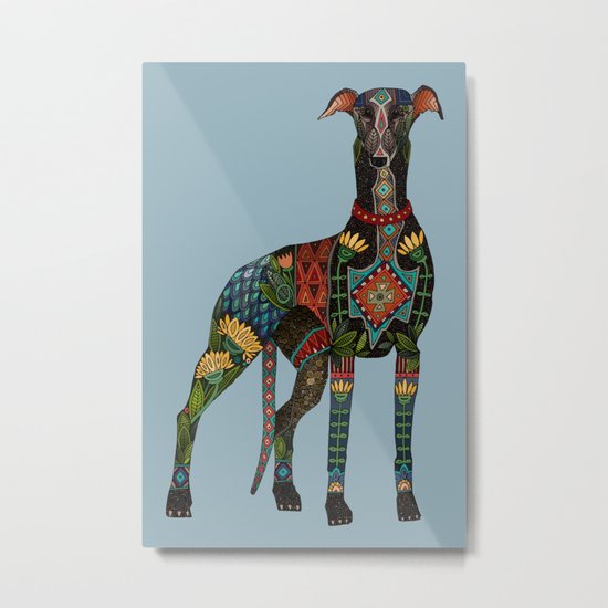 greyhound azure blue Metal Print
