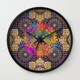 Bohemian 1960’s Mandala Pattern of Joy Wall Clock