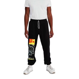 floral abstract in Mondrian colors: linoprint Sweatpants