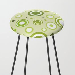 Abstract pattern with circles and rings in a gentle green tone Counter Stool