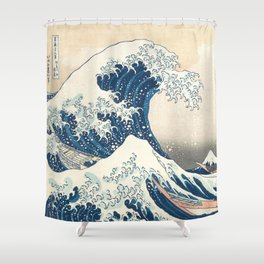 The Great Wave Off Kanagawa by Katsushika Hokusai Thirty Six Views of Mount Fuji - The Great Wave Shower Curtain