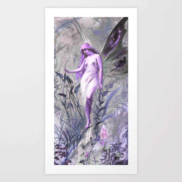 Lily Fairy Lavender Periwinkle muted Art Print
