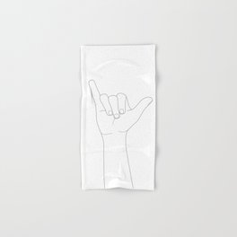 Minimal Line Art Shaka Hand Gesture Hand & Bath Towel