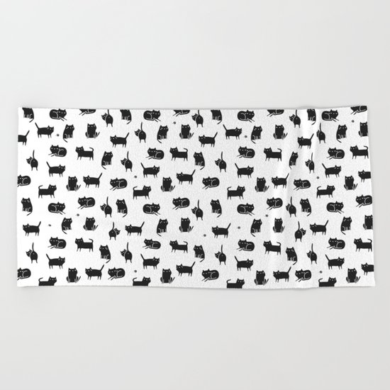 Black cats Beach Towel