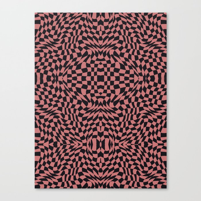 Burnt pink checker symmetrical pattern Canvas Print