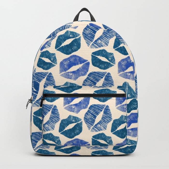 Pattern Lips in Blue Lipstick Backpack