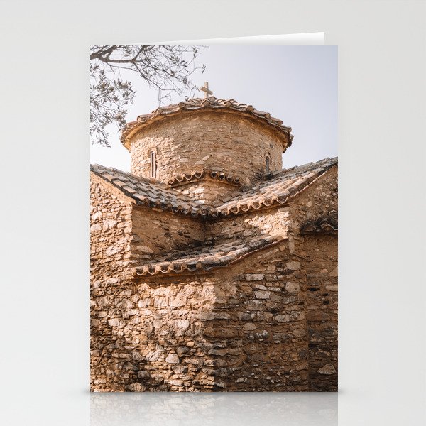 Greek Church in Brown Bricks | Summer Scenery on the Island of Naxos, Greece | European Summer | Travel Photography Stationery Cards