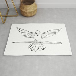 Soaring Dove Clutching Staff Front Drawing Rug