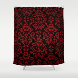 Red and Black Damask Shower Curtain