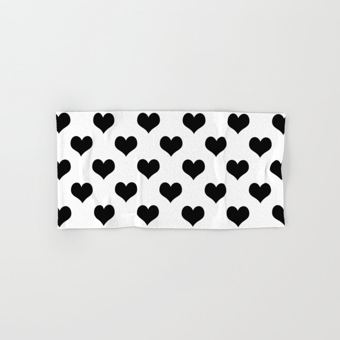 White And Black Heart Minimalist Hand & Bath Towel