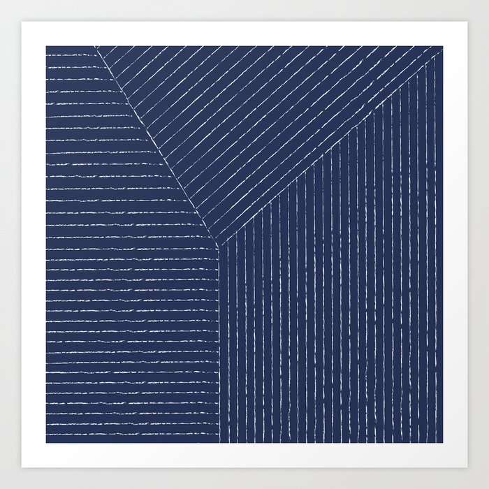 Lines (Navy) Art Print