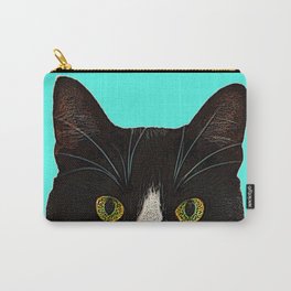 MEOW Carry-All Pouch | Color, Peekingcat, Meow, Fun, Digital, Photo, Hank, Greeneyes, Tuxedocat, Cat 