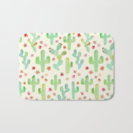 Watercolor Cacti Bath Mat
