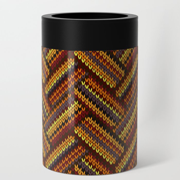 Knitted Textured Pattern Yellow Can Cooler