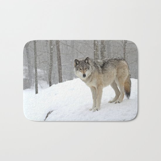 A lone wolf Bath Mat