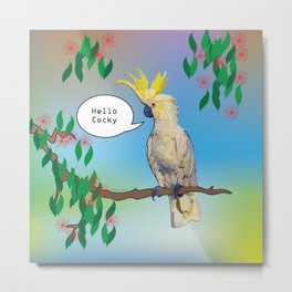 Hello Cocky Metal Print | Nature, Animal, Digital, Cockatoo, Illustration, Bird, Graphicdesign, Australia, Popart, Vector 