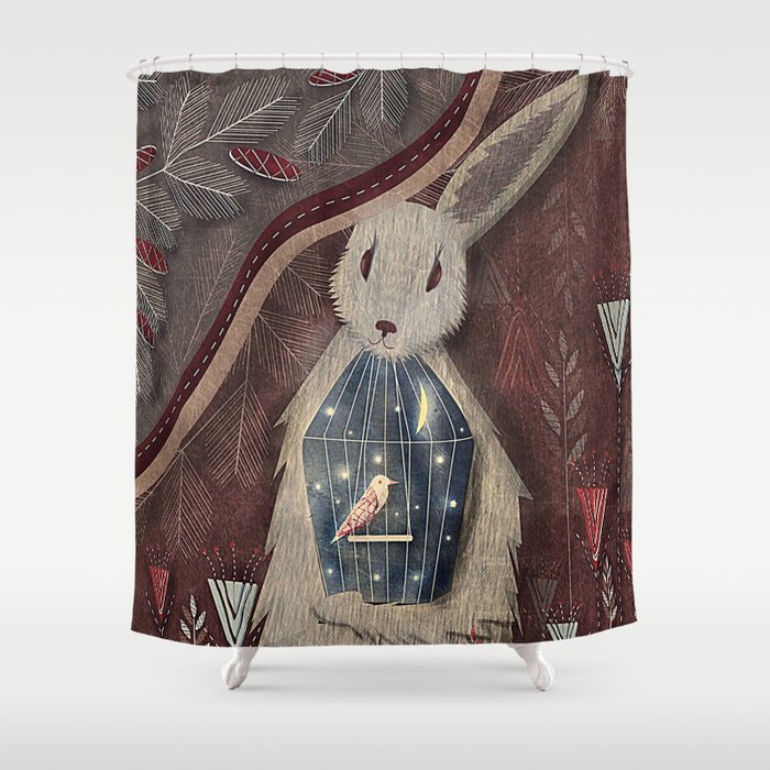 Chaising rabbit Shower Curtain