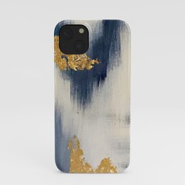 Blue and Gold Ikat Abstract Pattern #2 iPhone Case