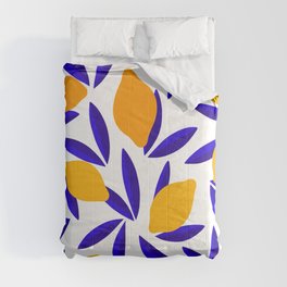 Blue and yellow Lemon Summery Pattern Comforter
