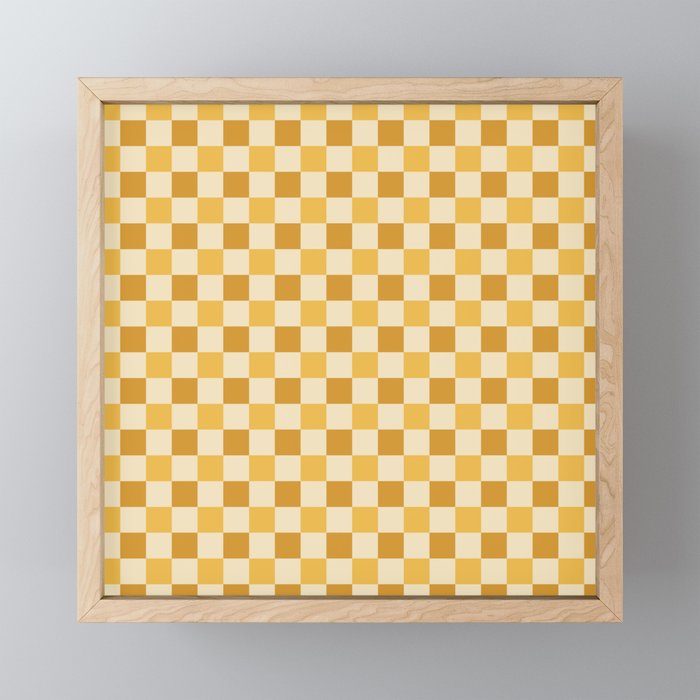 Yellow Crossings - Classic Gingham Checker Print Framed Mini Art Print