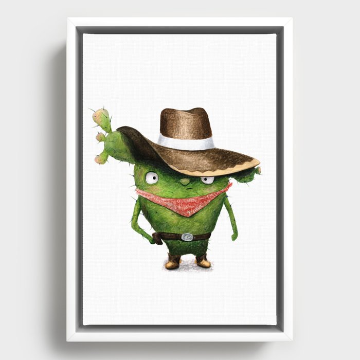 Brave Cactus-cowboy Framed Canvas