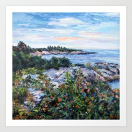 Ogunquit Cove, Maine Coast. Palette knife, Impressionist Oil Painting Art Print