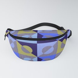 Textured Mid-century Circles No.14 Blue Yellow Fanny Pack
