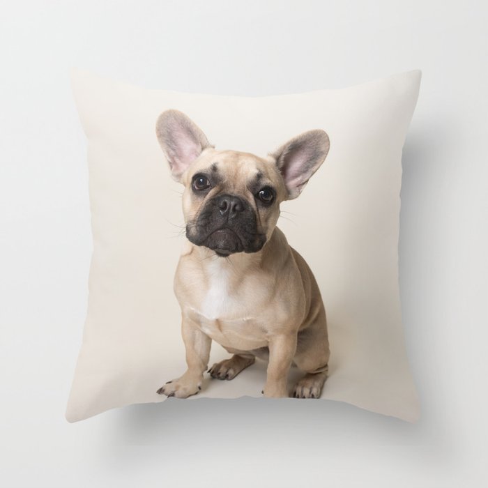 Adorable French Bulldog Puppy Throw Pillow by Ziya Blue Society6