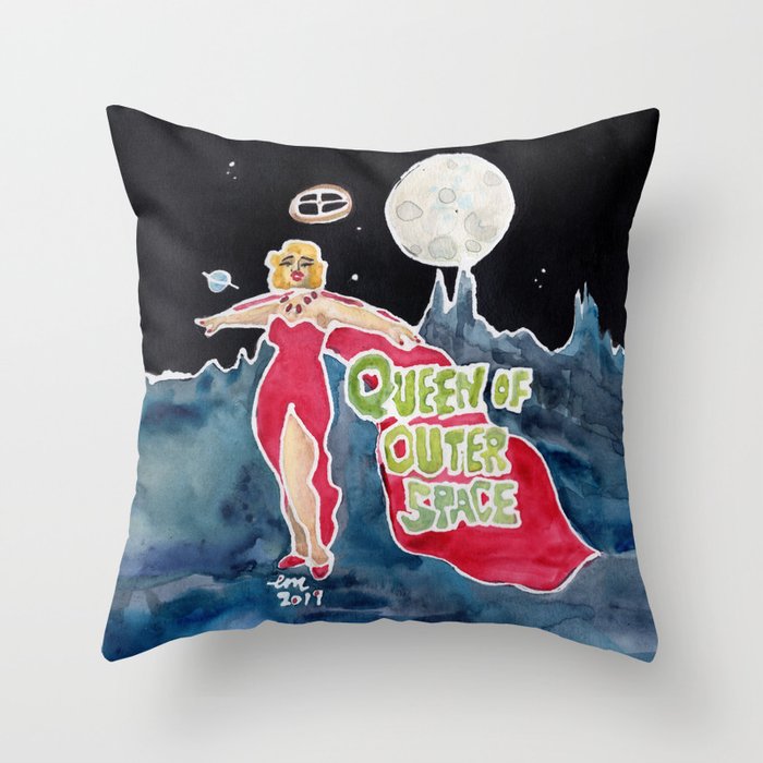 Queen Of Outer Space Throw Pillow