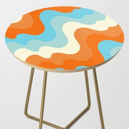 Vintage Summer Palette Mid-Century Minimalist Waves Abstract Art Side Table