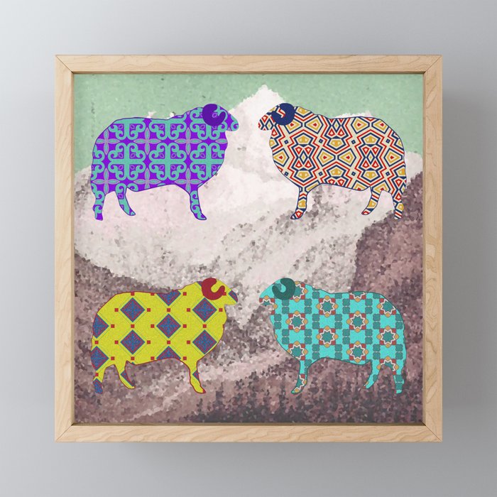 Sheep illustration Framed Mini Art Print