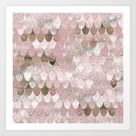 SUMMER MERMAID NUDE ROSEGOLD by Monika Strigel Art Print