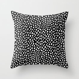 Handmade polka dot brush strokes (black and white reverse dalmatian) Throw Pillow