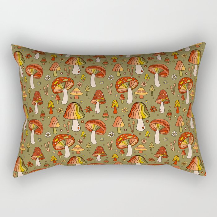 Mushroom Print Rectangular Pillow