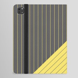 Elegant Pinstripes and Triangles Gray Grey Yellow iPad Folio Case