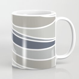 Retro Wavy Lines Pattern Navy Blue, Grey, Beige and White Mug