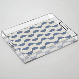 Calming minimalistic textured semi-circle geometric pattern - blue Acrylic Tray