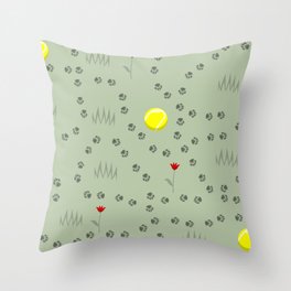 Paw prints of a dog that played with balls  Throw Pillow
