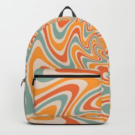 Retro Orange 70s Daisy backpack Travel Backpack