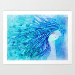 Long flowing hair Art Print
