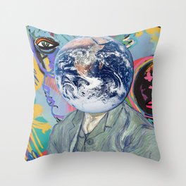 Van Gogh Planet Earth and my Graffiti Art.  Throw Pillow