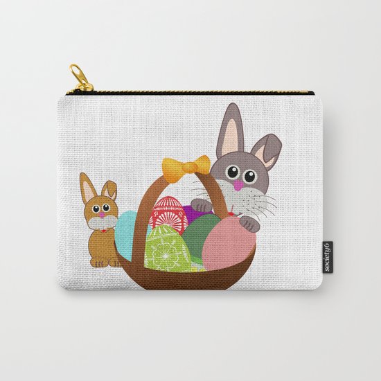 Easter Bunnies and Basket of Eggs Carry-All Pouch