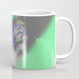 Egger Warriorhood Classy atom look-alike, tiles, noisy, gradient, round, 3d, tiles, blurry, dotted, full of crystals, light and twirl dark gray, light green and cadet blue paint  Coffee Mug